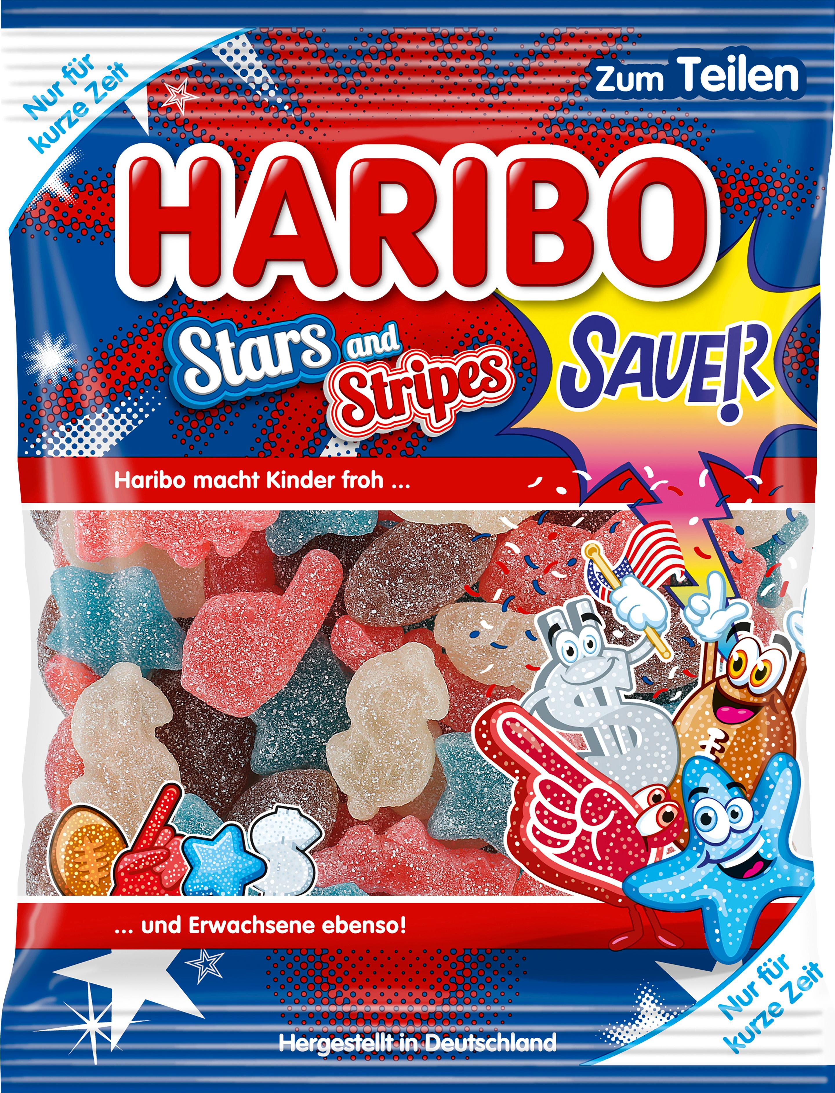 Haribo Fruchtgummi Stars&Stripes Sauer