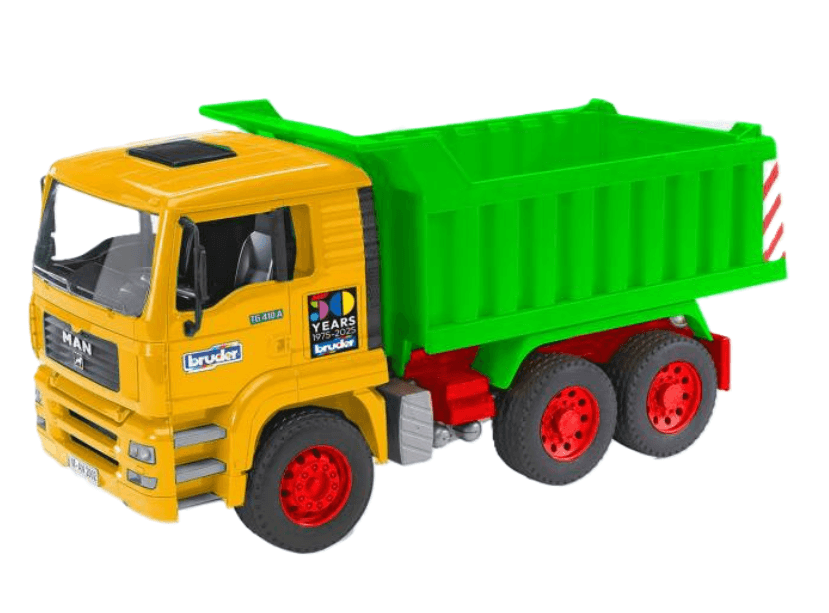 BRUDER - MAN TGA Kipp-LKW – realistischer Baustellen-LKW im Maßstab 1:16- 50 Jahre Jubiläumsedition