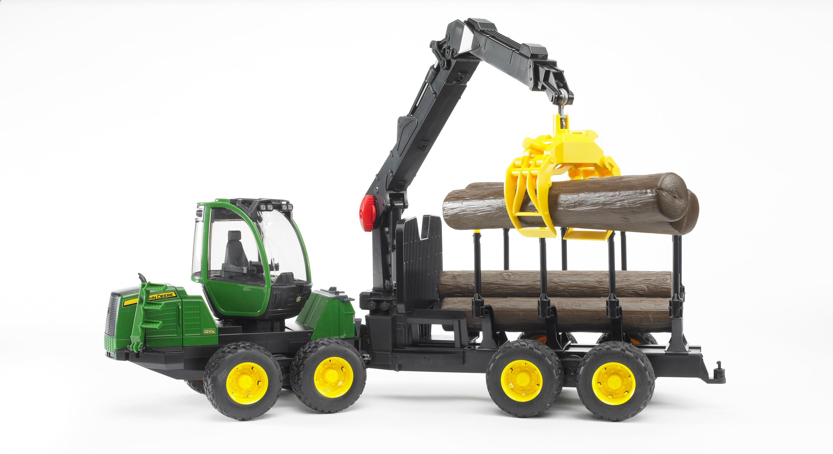 BRUDER - John Deere 1210E Rückezug mit 4 Baumstämmen und Holzgreifer 02133