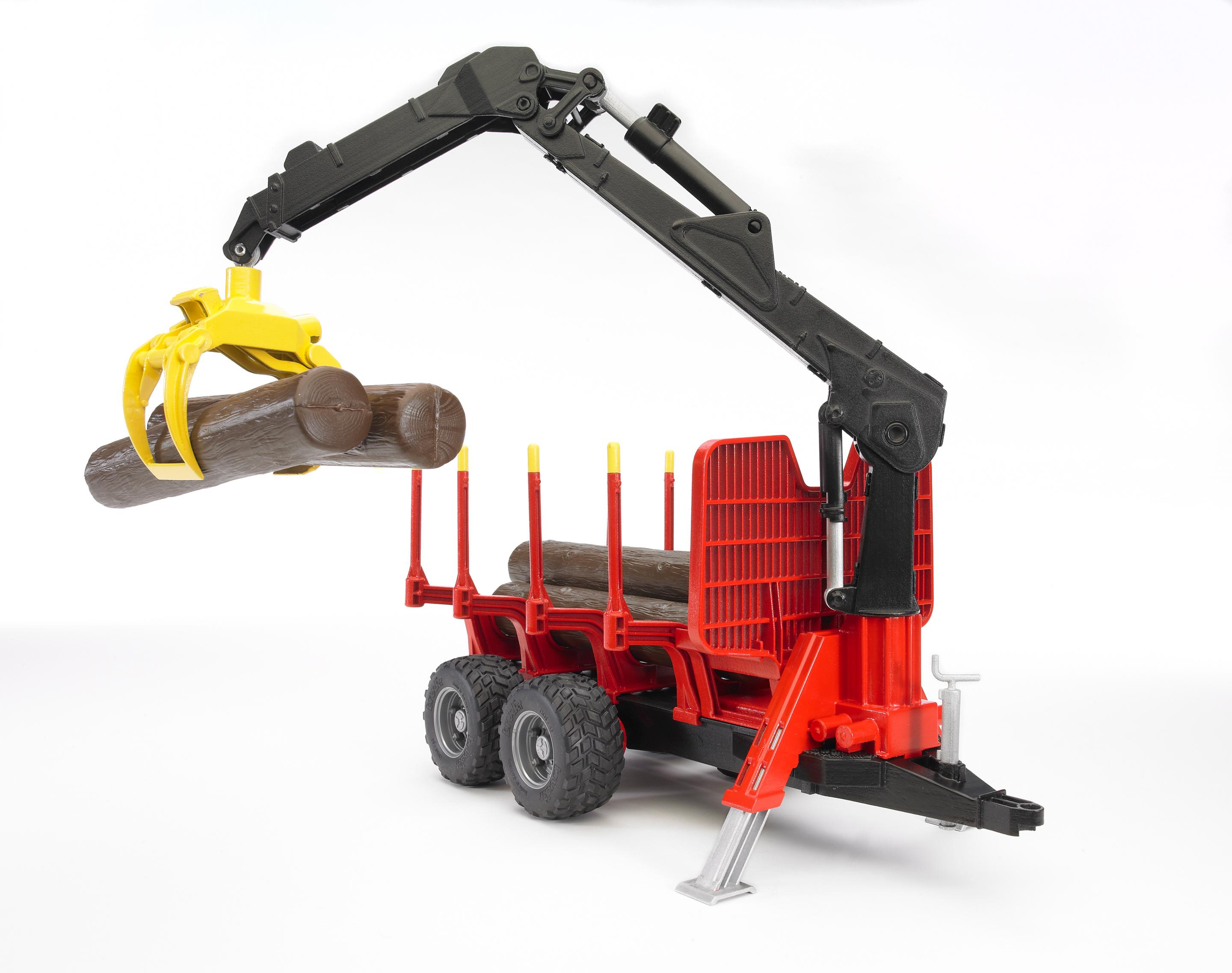 Produktbild BRUDER - Rückeanhänger mit Ladekran, 4 Baumstämmen und Holzgreifer 02252 2 von 3
