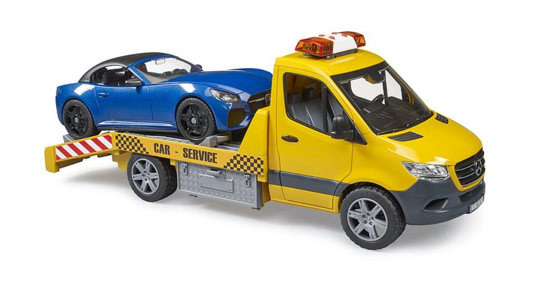 BRUDER - MB Sprinter Autotransporter mit Light&Sound Modul und BRUDER Roadster 02675