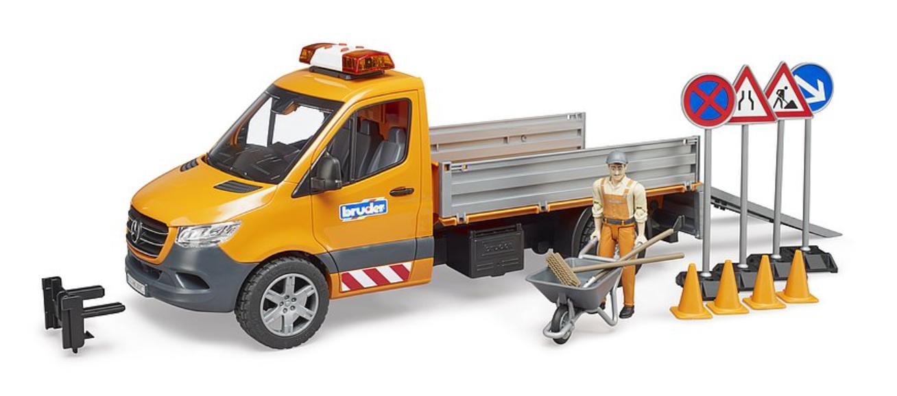BRUDER - MB Sprinter Kommunal mit Light&Sound Modul, Fahrer und Zubehör 02677