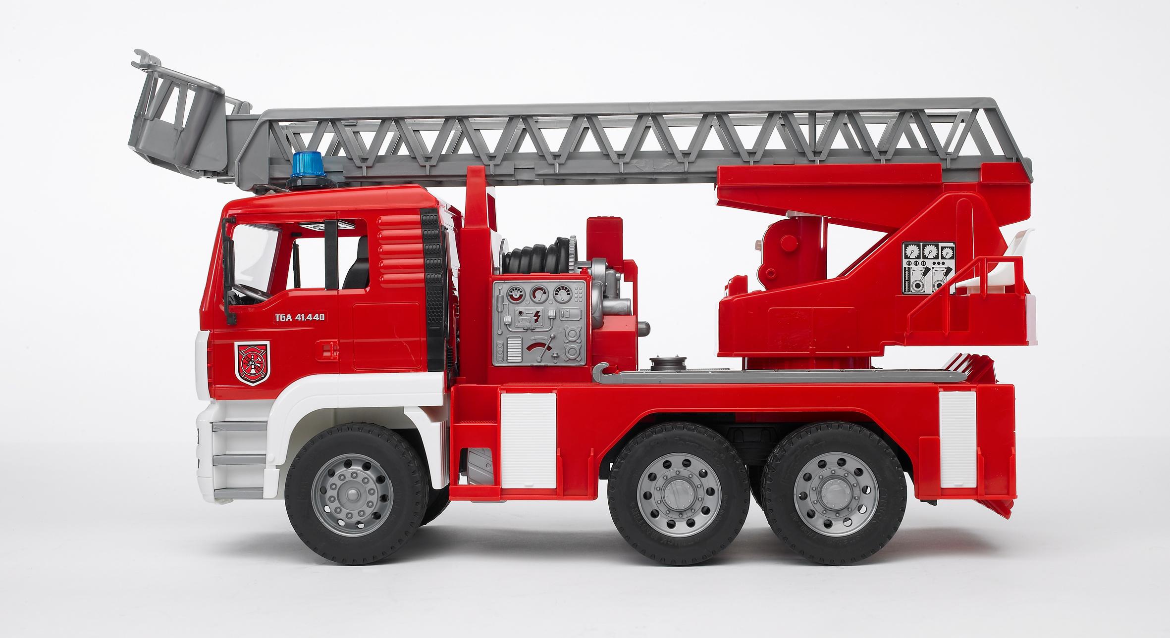Produktbild BRUDER - MAN TGA Feuerwehr m. Drehleiter, Wasserpumpe, Light&Sound-Modul 02771 4 von 6
