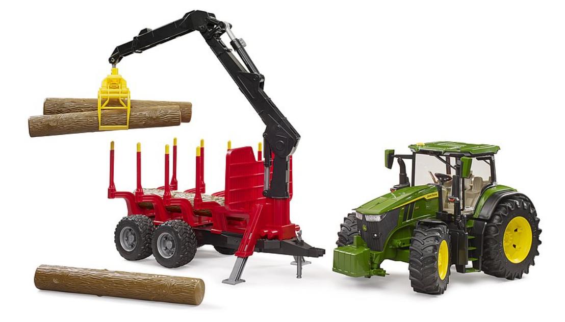 Produktbild BRUDER - John Deere 7R 350 mit Rückeanhänger und 4 Baumstämmen, 03154 4 von 5