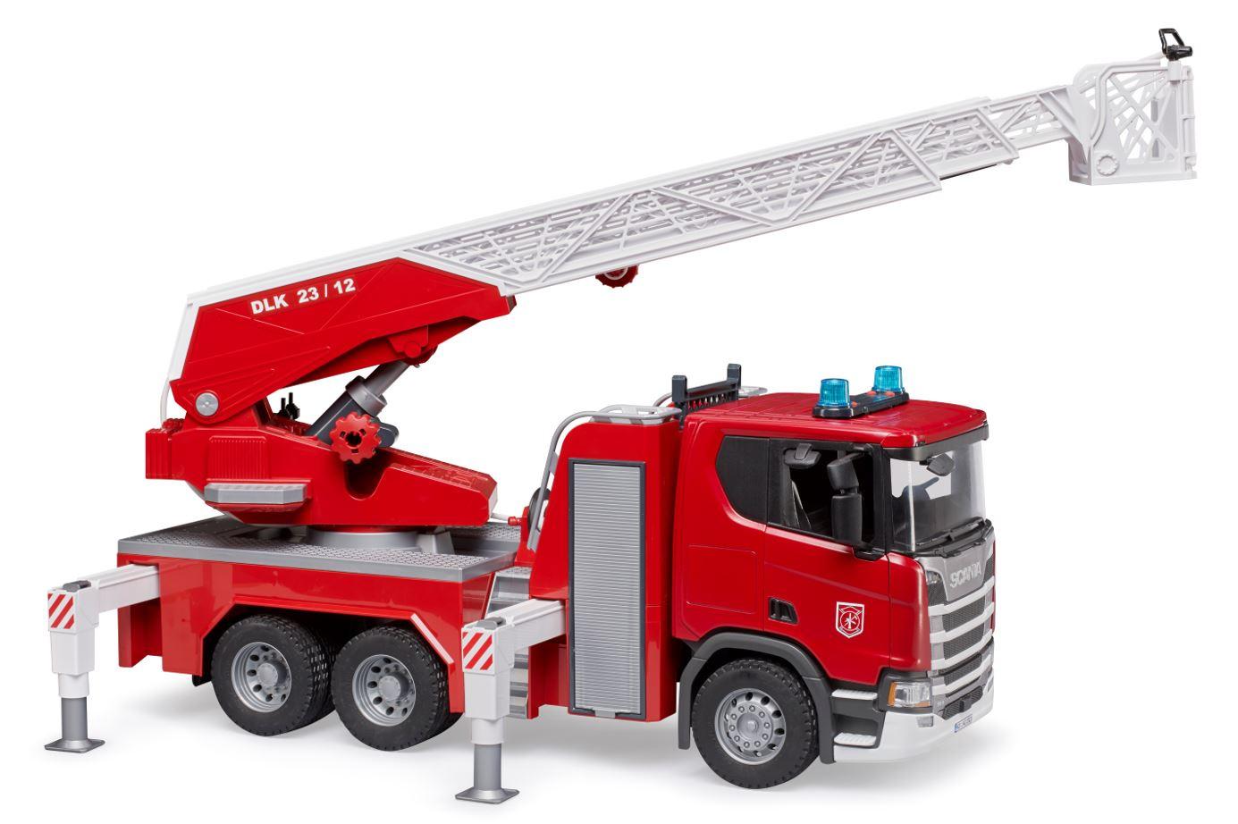 Produktbild BRUDER - Scania Super 560R Feuerwehr mit Drehleiter, Wasserpumpe und Light + Sound-Modul 3 von 9
