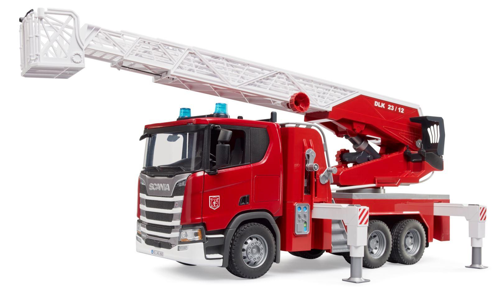 Produktbild BRUDER - Scania Super 560R Feuerwehr mit Drehleiter, Wasserpumpe und Light + Sound-Modul 2 von 9