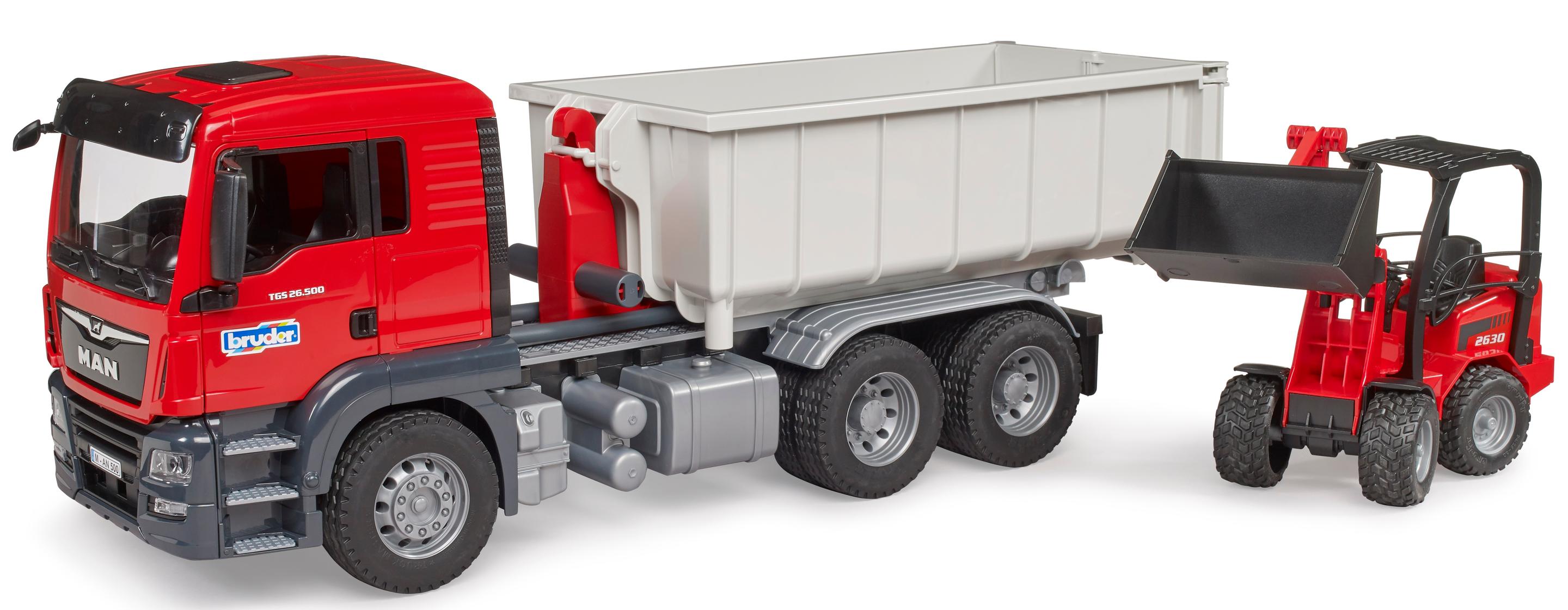 Produktbild BRUDER - MAN TGS LKW mit Abrollcontainer und Schäffer Hoflader 2630, 03767 4 von 8