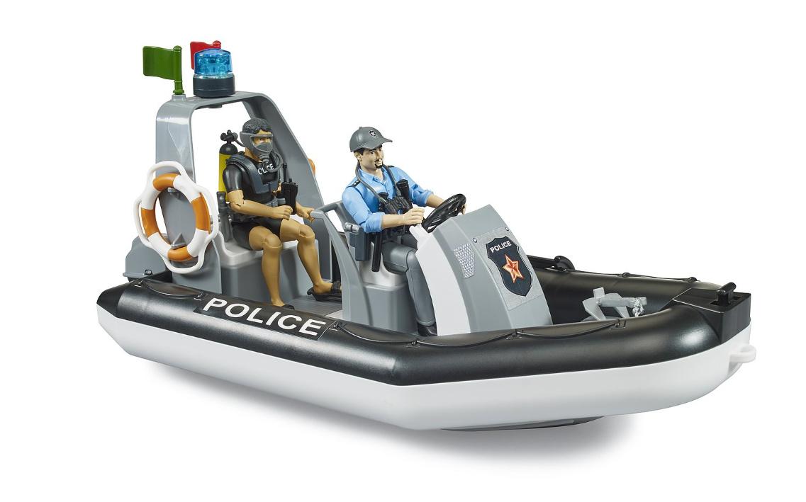 Produktbild BRUDER - bworld Polizei Schlauchboot mit Polizist, Taucher und Zubehör 62733 2 von 5