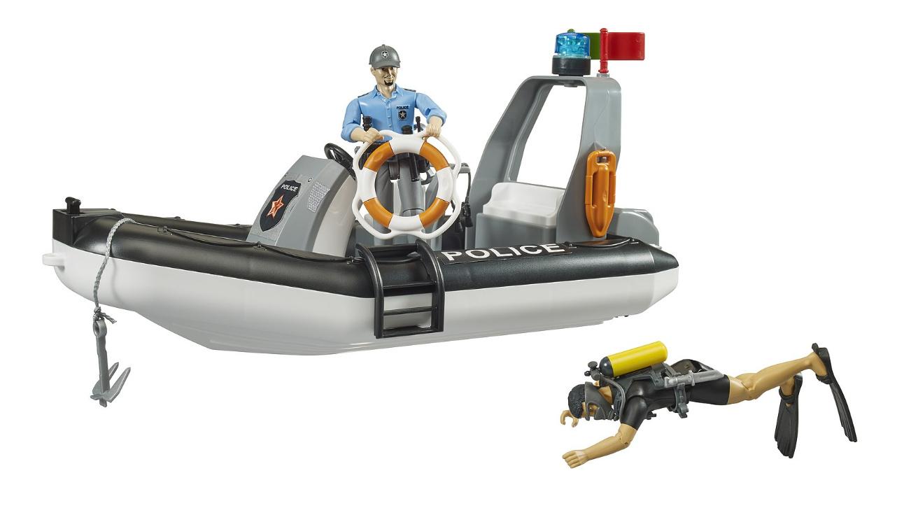 Produktbild BRUDER - bworld Polizei Schlauchboot mit Polizist, Taucher und Zubehör 62733 3 von 5