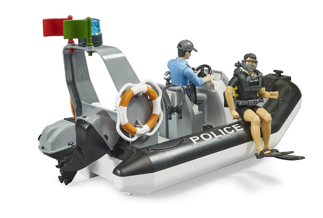 Produktbild BRUDER - bworld Polizei Schlauchboot mit Polizist, Taucher und Zubehör 62733 4 von 5