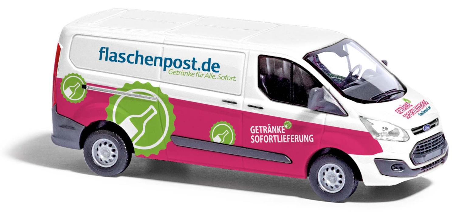 BUSCH 52437 1:87 Ford Transit Custom Flachdach Kastenwagen, Flaschenpost