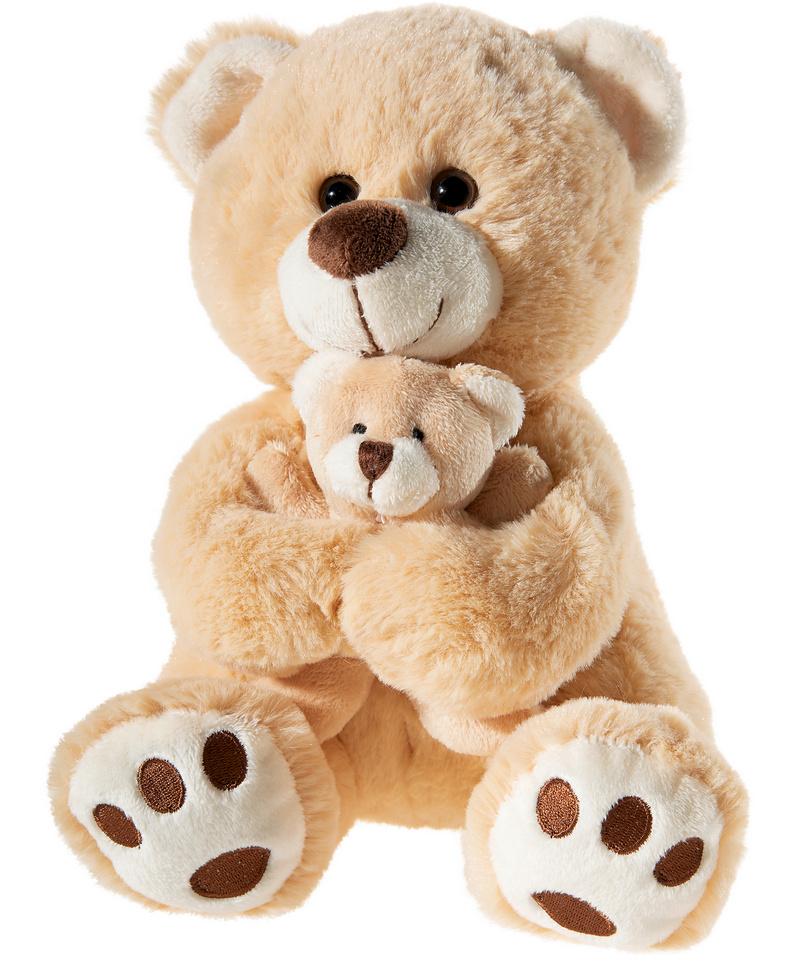 Heunec - Misanimo Bär mit Baby in beige / hellbraun Teddy 25cm Plüschfigur