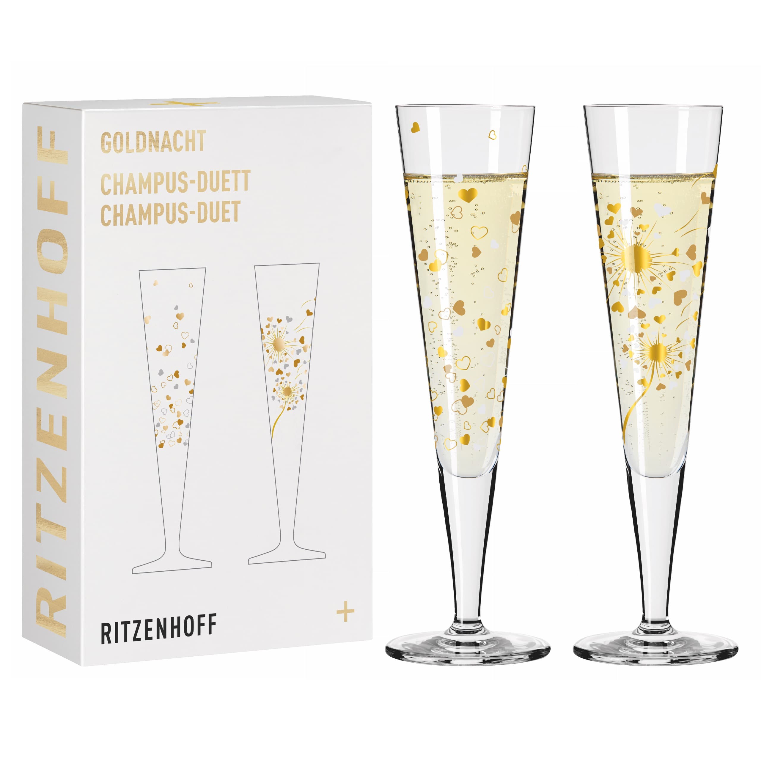 RITZENHOFF Goldnacht Champagnerglas Duett von A. Vasconcelos F24