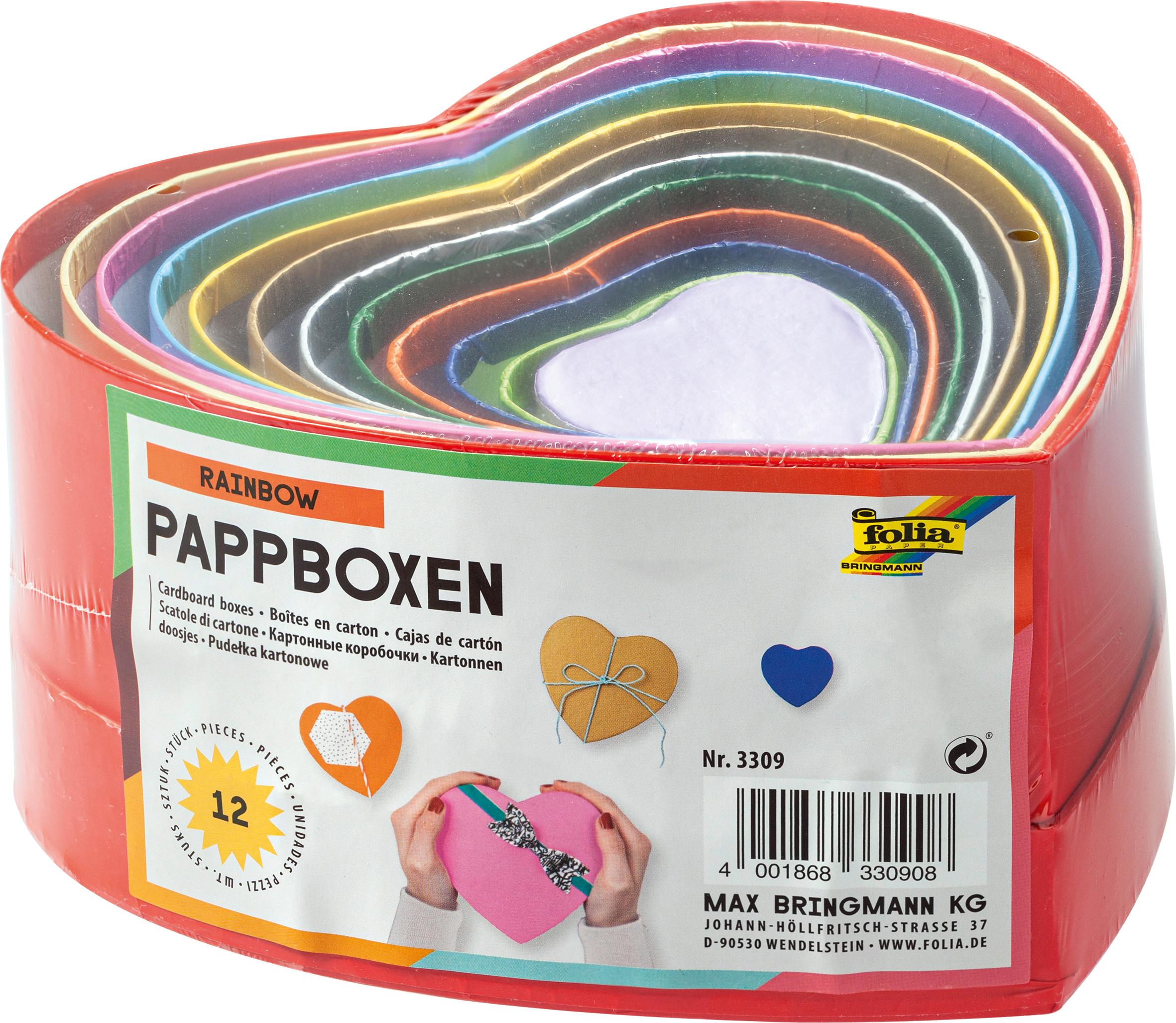 folia Geschenkboxen Herz, 12 Stück