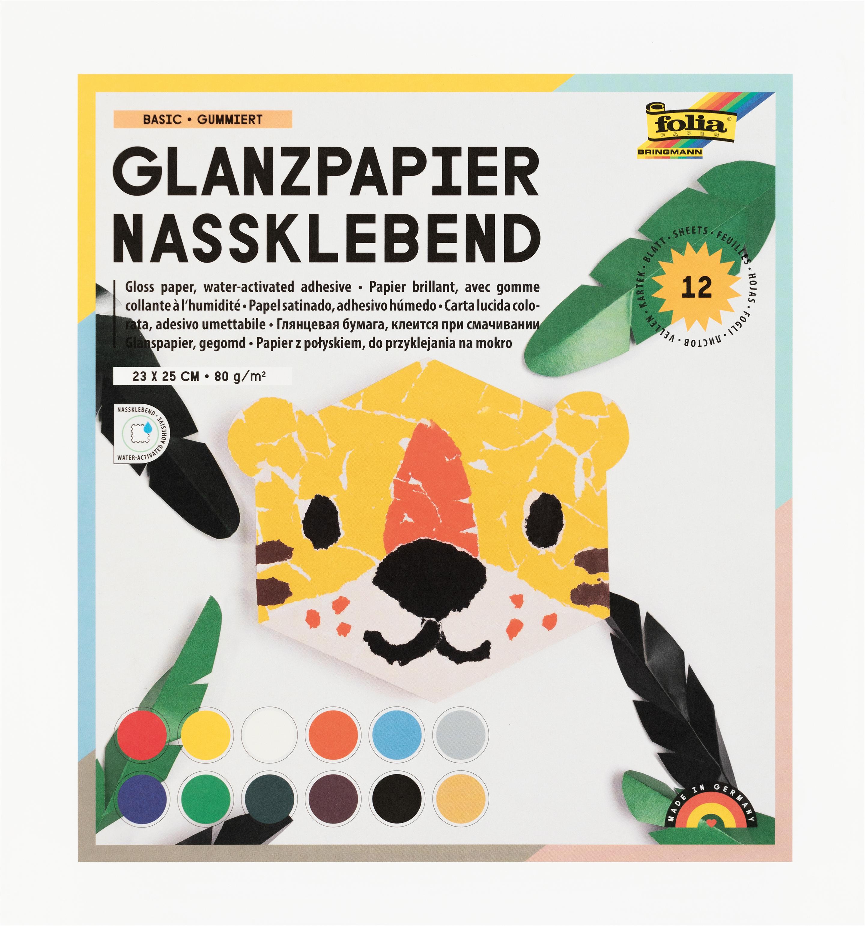 folia Buntpapierheft gummiert 23 x 25cm farblich sortiert