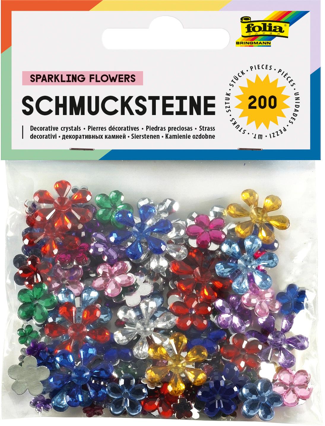 folia Schmucksteine Blumen 200 Stück