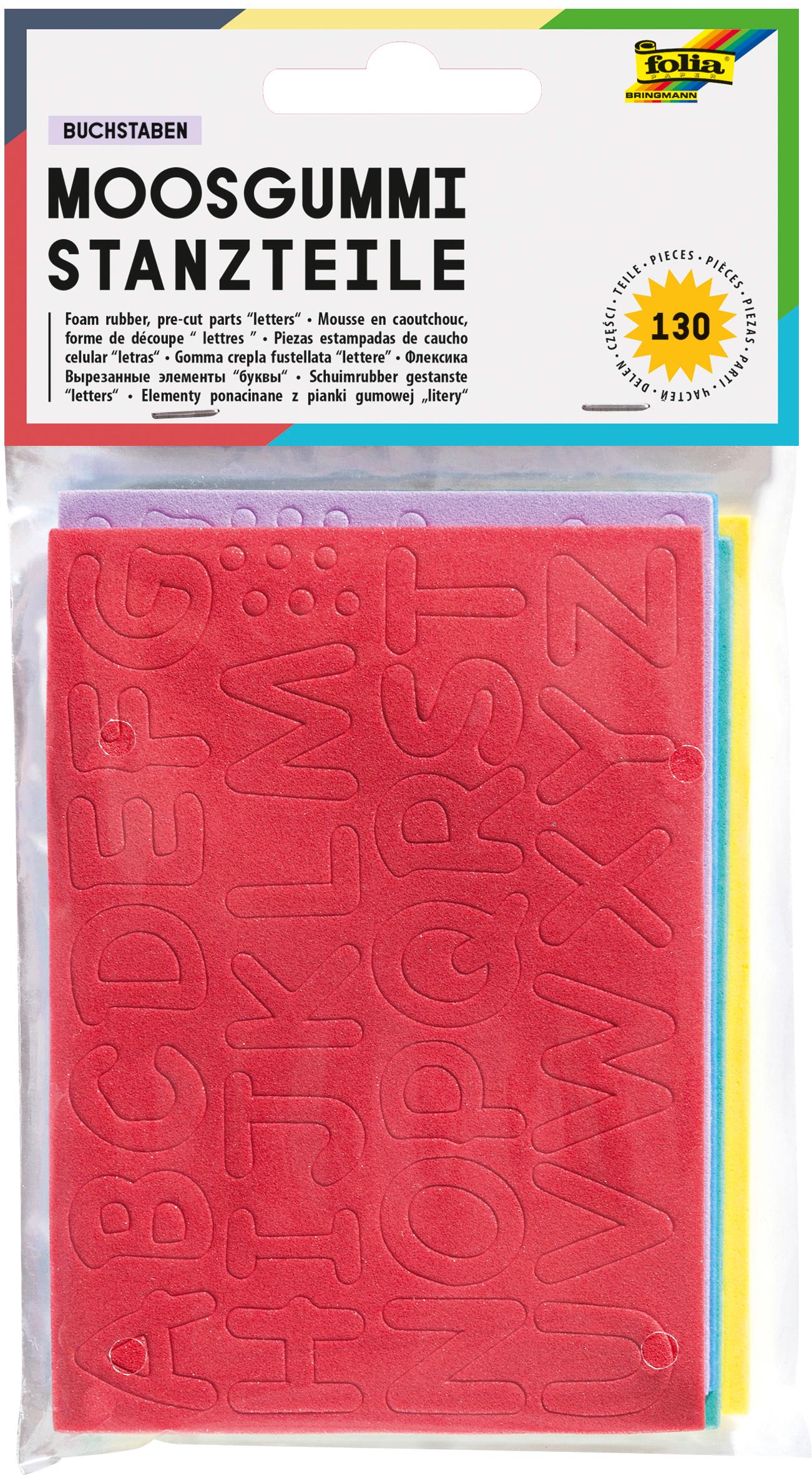 folia Moosgummi Stanzteile 130 Buchstaben farblich sortiert