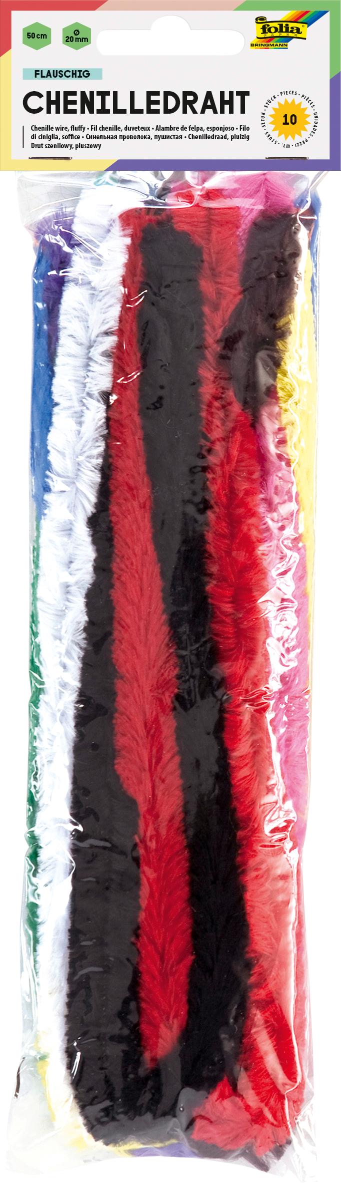 folia Chenilledraht 20mm x 50cm farblich sortiert