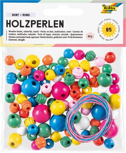 folia Holzperlen BUNT RUND