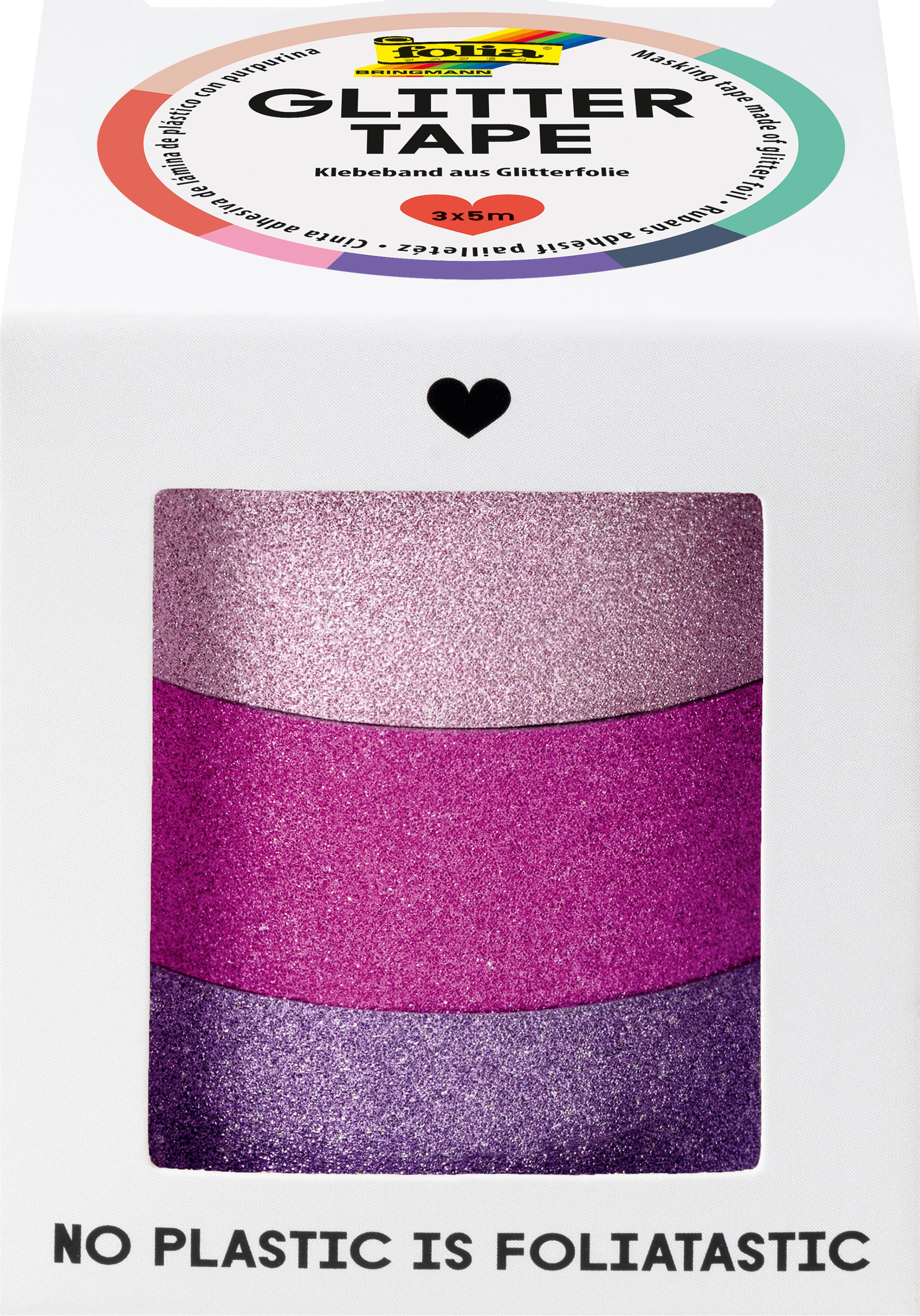 folia Glitter-Tape 3er-Set rosa, pink und lila