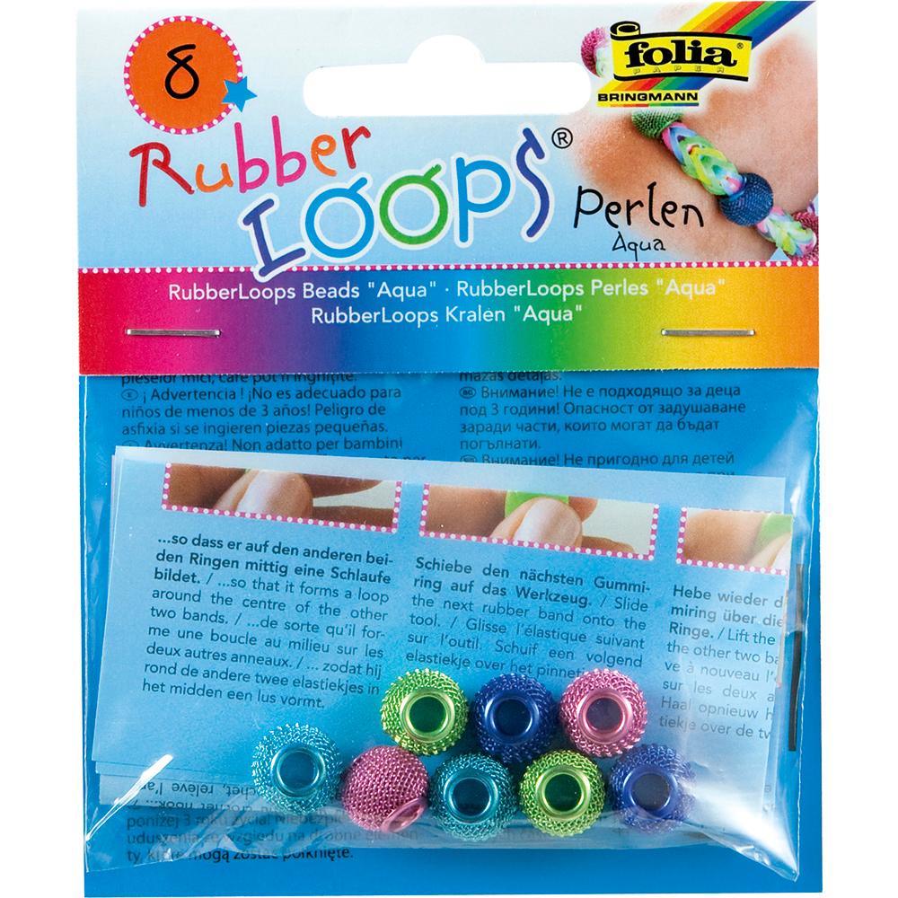 folia Rubber-Loops-Perlen Aqua 8 Stück