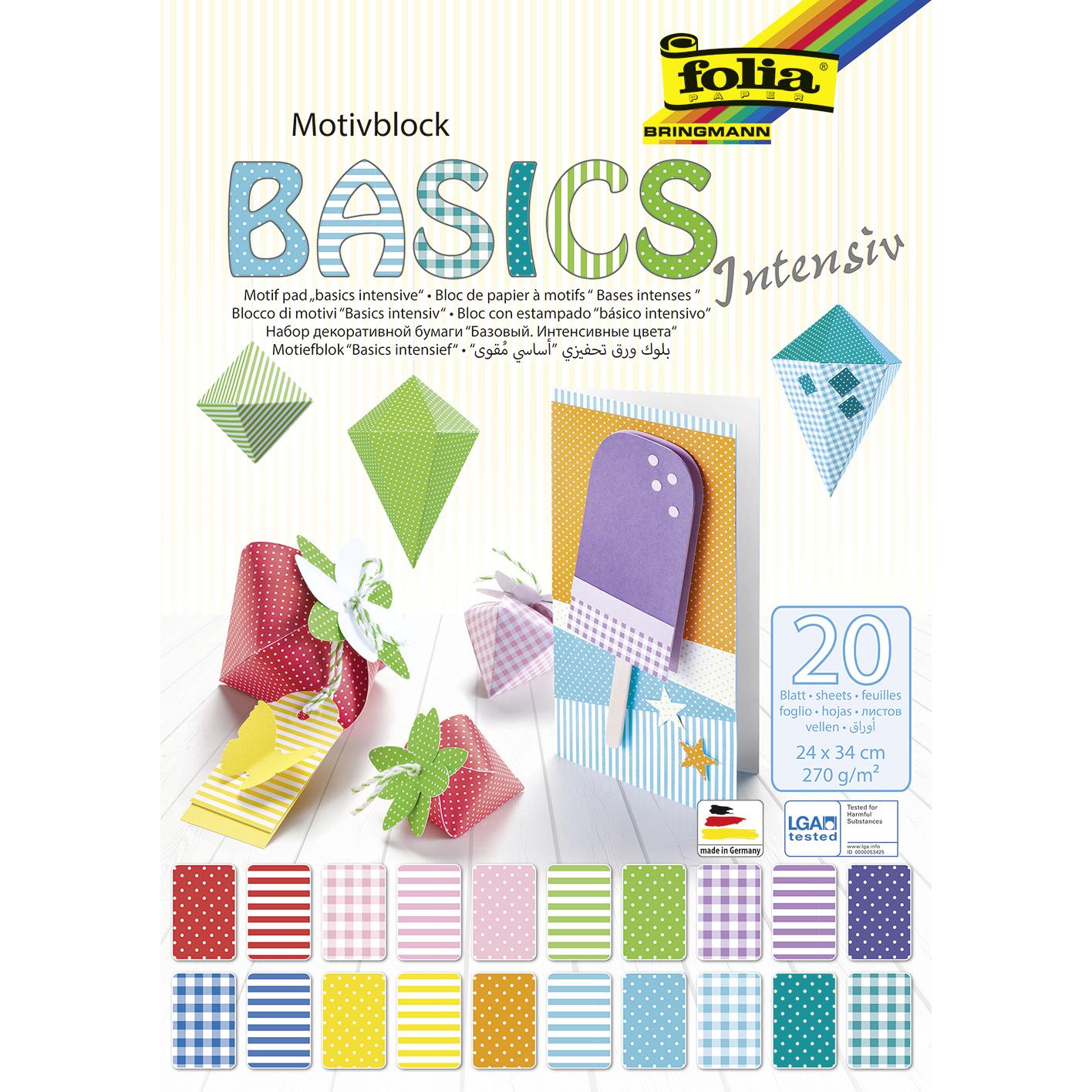 folia Motivblock Basic Intensiv 20 Blatt 24 x 34 cm