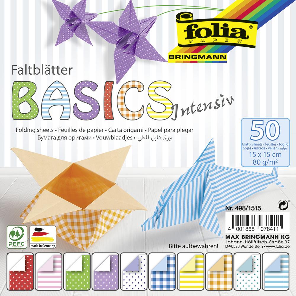 folia Faltblätter BASIC INTENSIV 50 Blatt 15 x 15 cm