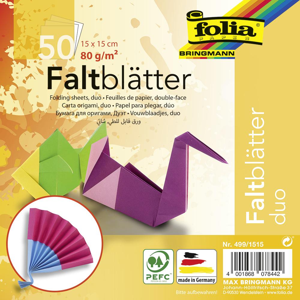 folia Faltblätter Duo 50 Blatt 15 x 15 cm
