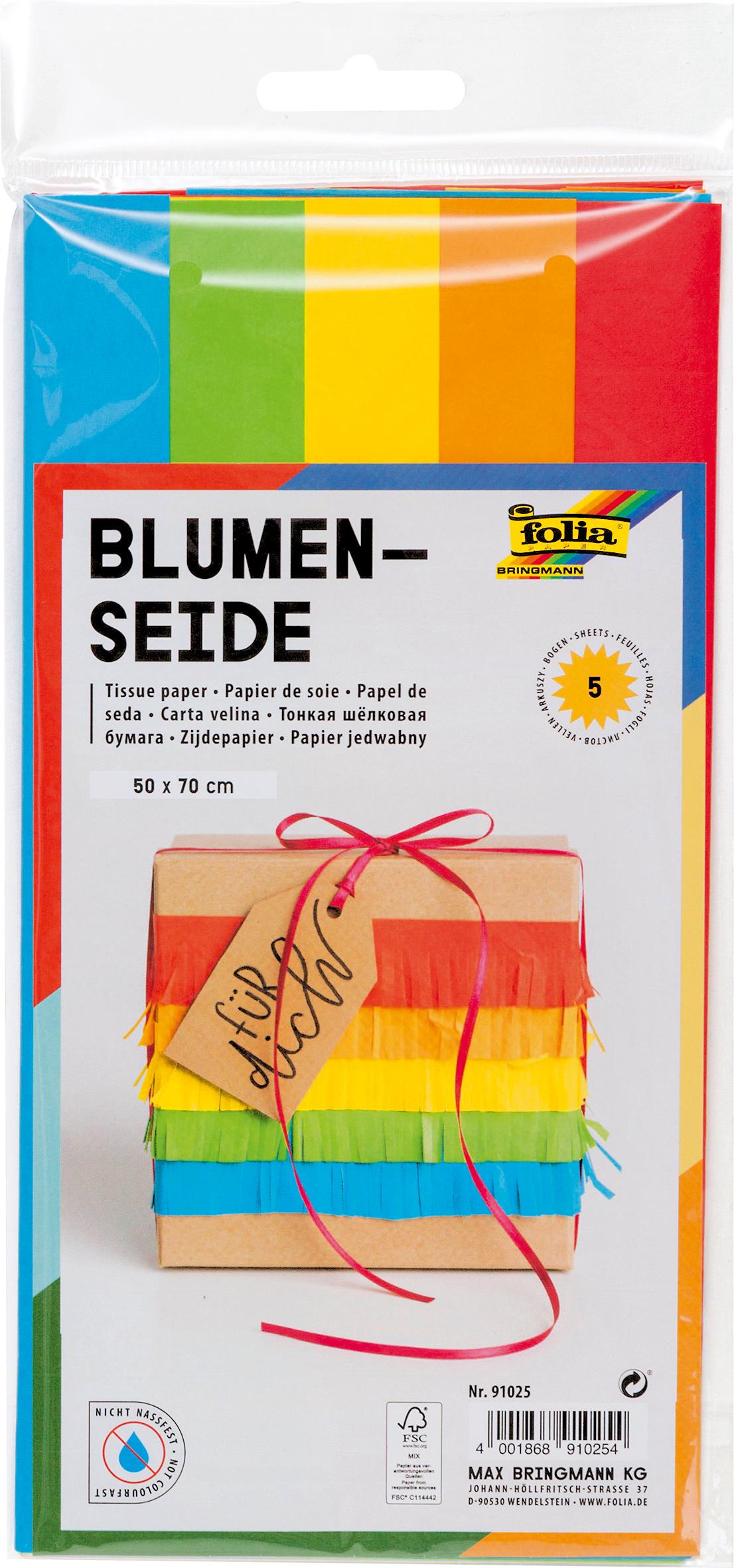 folia Seidenpapier 50 x 70cm 5 Bogen sortiert