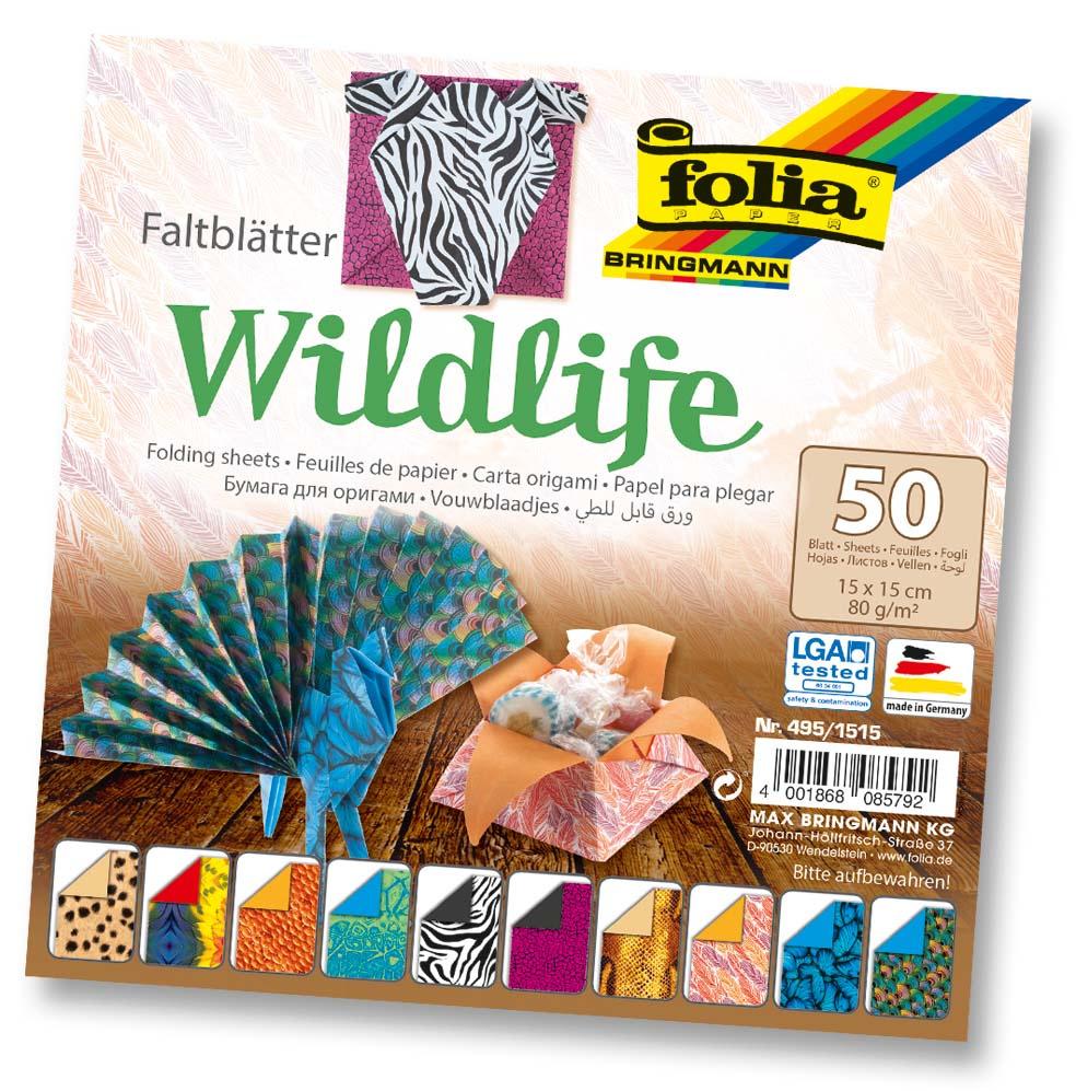 folia Faltblätter Wildlife 50 Blatt 15 x 15 cm