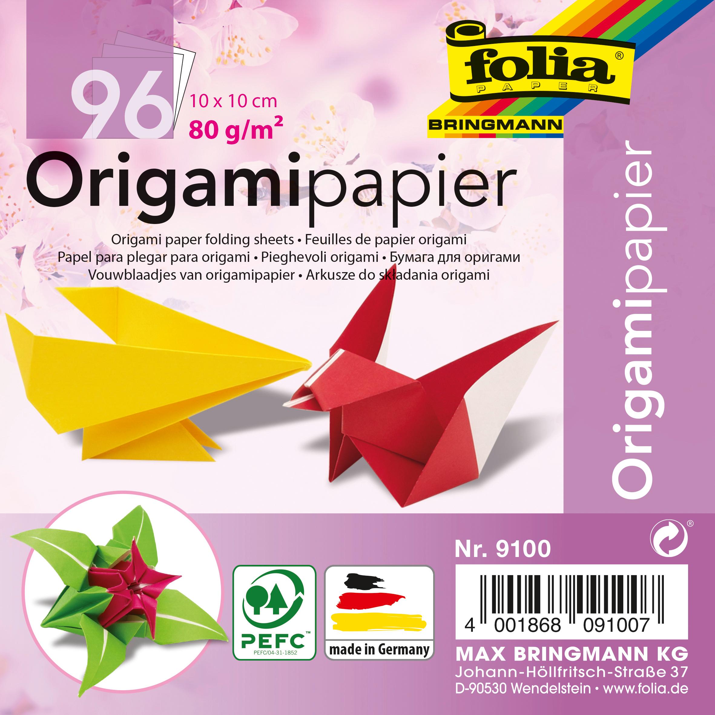 folia Faltblätter Origami 96 Blatt 10 x 10cm