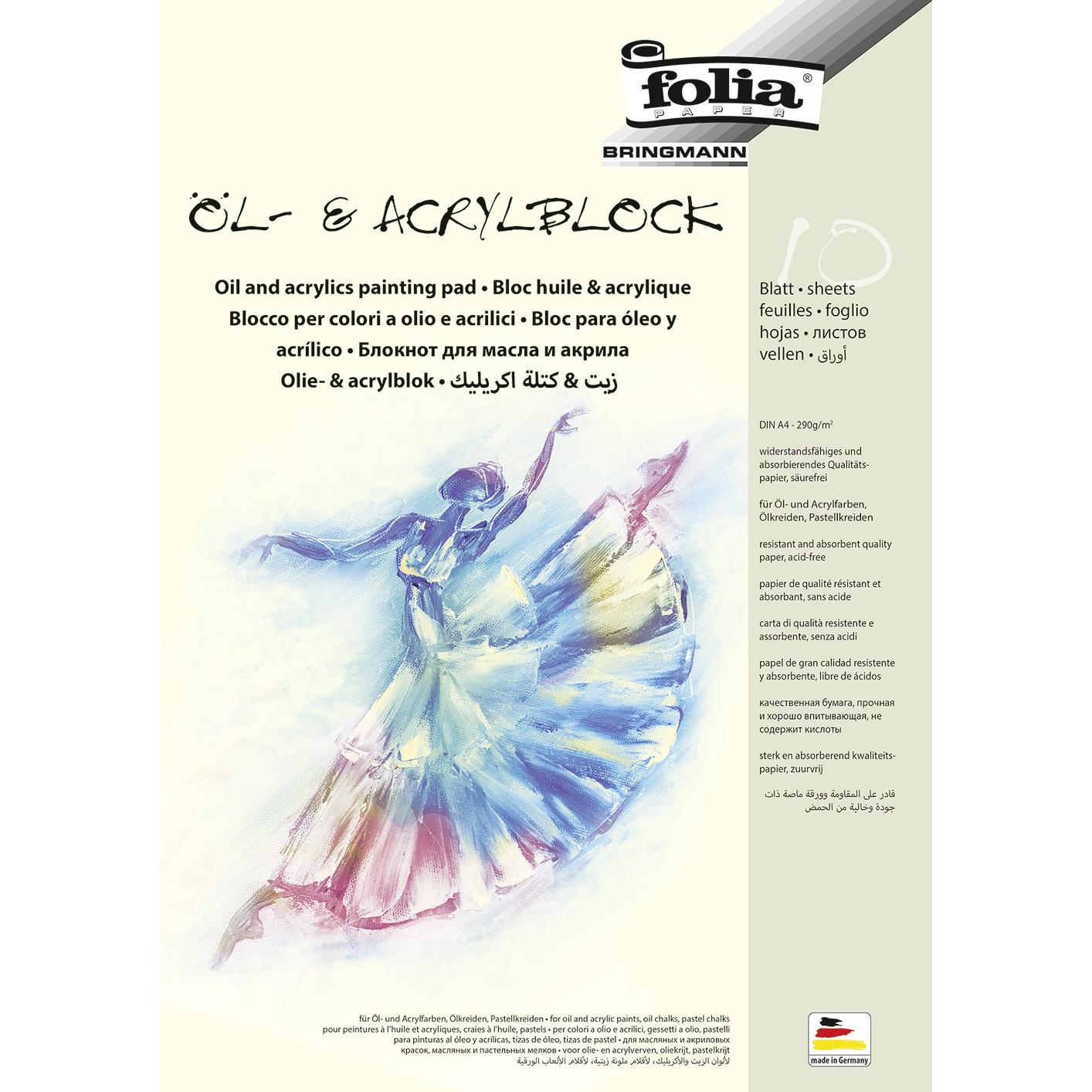 folia Öl- und Acrylmalblock 10 Blatt DIN A4
