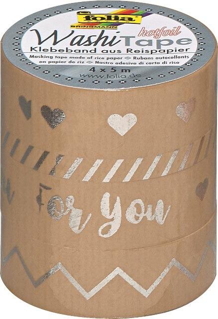 folia Washi Tape Hotfoil silber II, 4er-Set