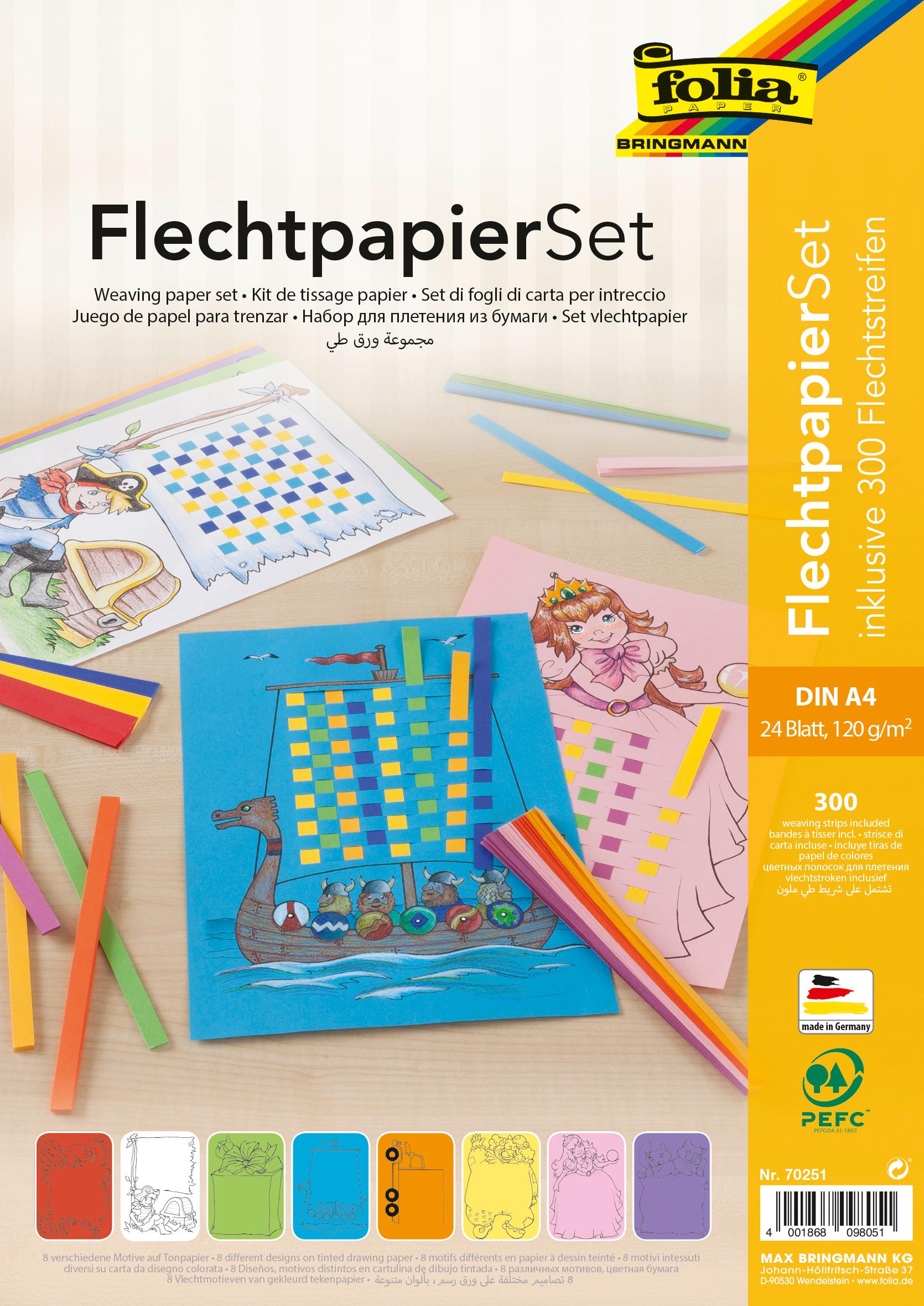 folia Flechtpapier-Set A4 farblich sortiert