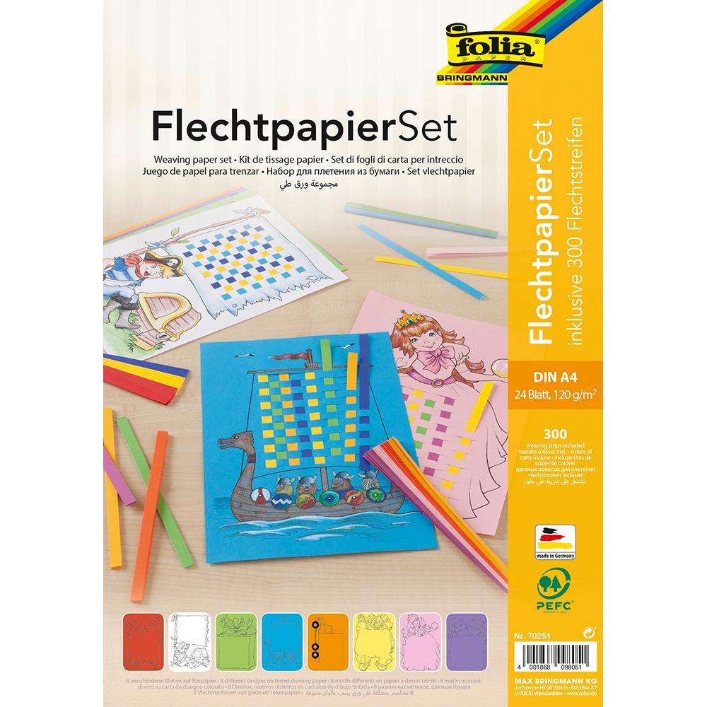 folia Flechtpapier-Set A4 farblich sortiert