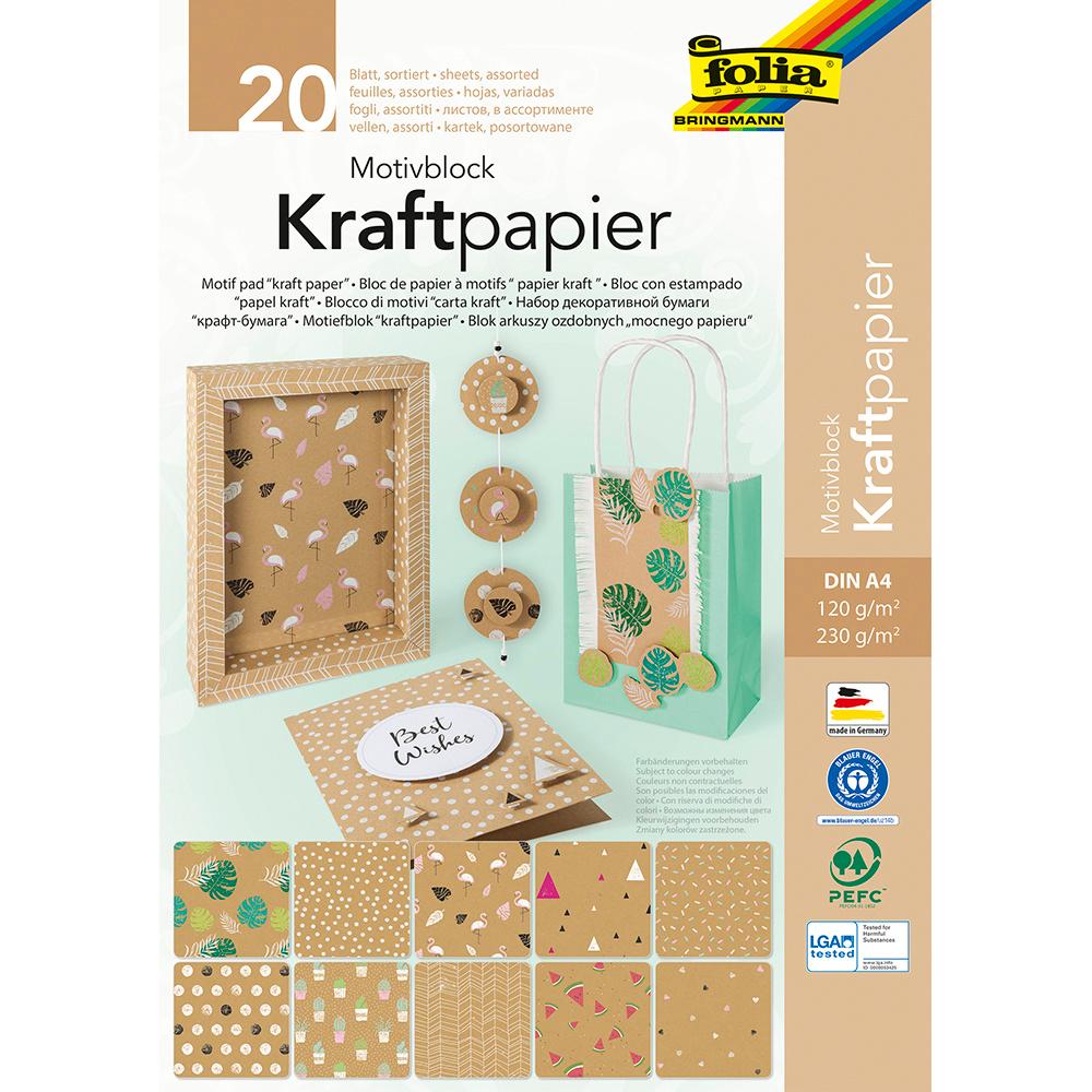 folia Motivblock Kraftpapier A4