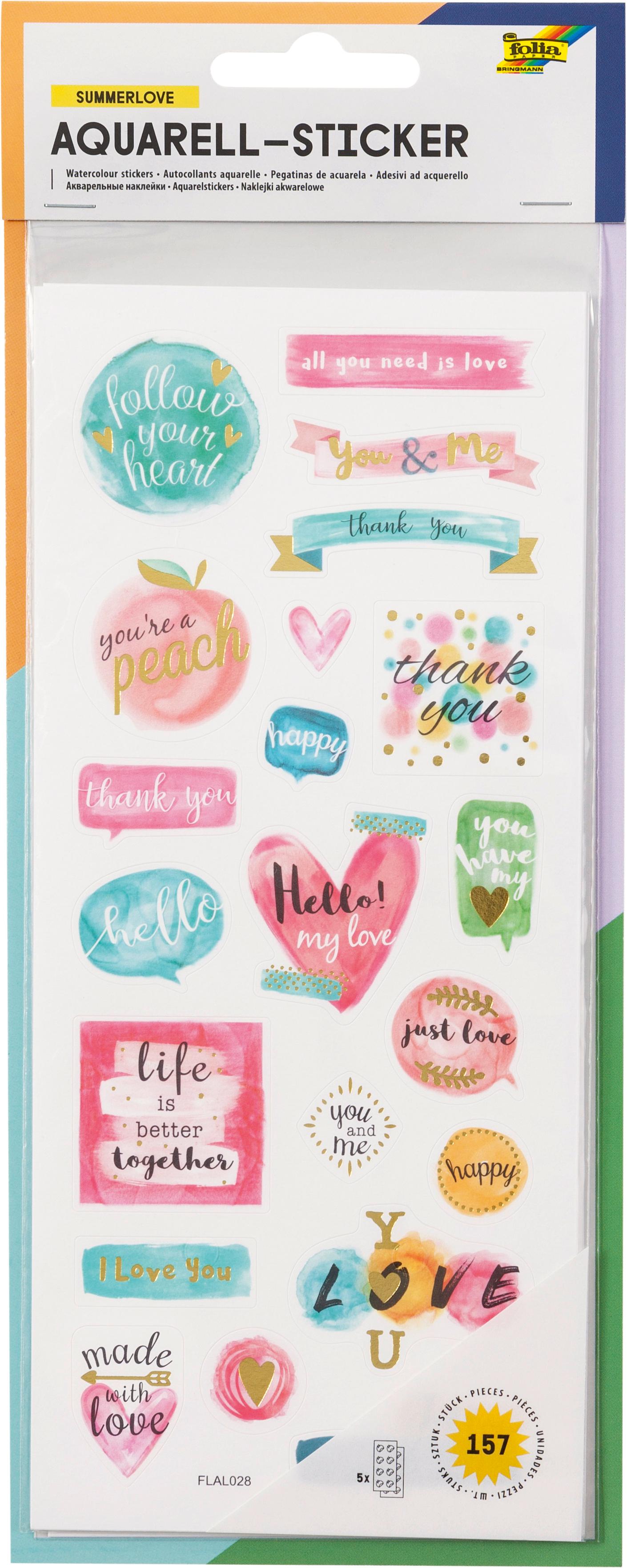 folia Aquarellsticker 5 Blatt 10 x 23cm
