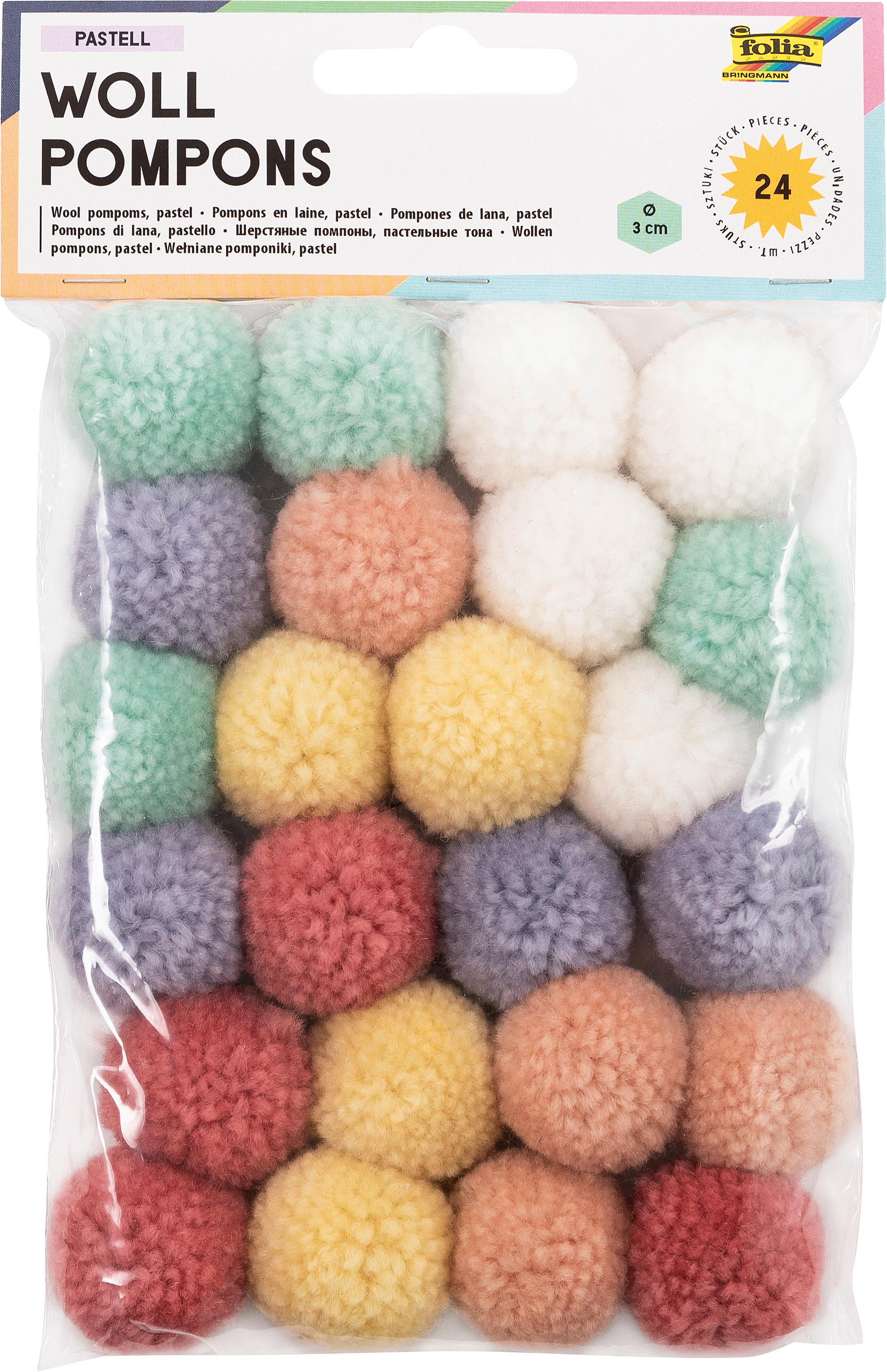 folia Woll-Pompons pastell 24 Stück