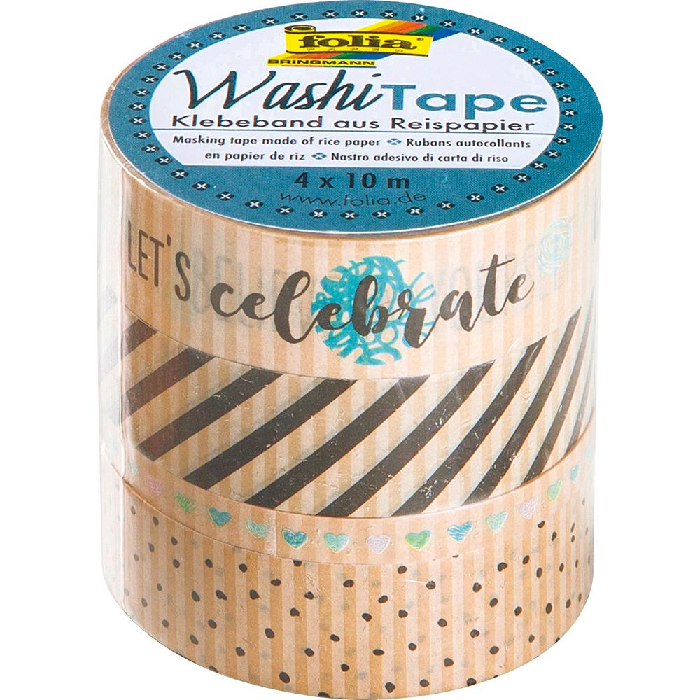 folia Washi-Tape 4er-Set Kraftpapier