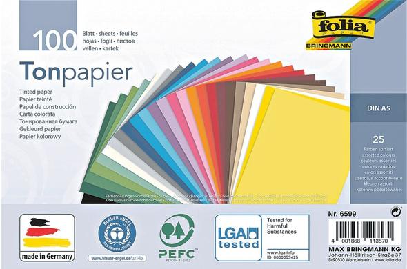 Folia Tonpapier A5 farblich sortiert