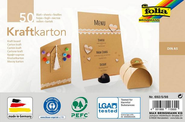 Folia Kraftkarton A5 50 Blatt natur