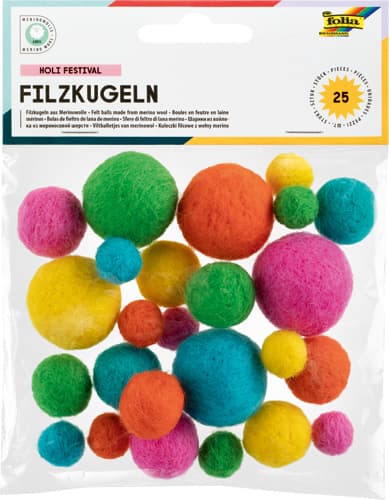 folia Filzkugeln HOLI FESTIVAL, 25 Stück