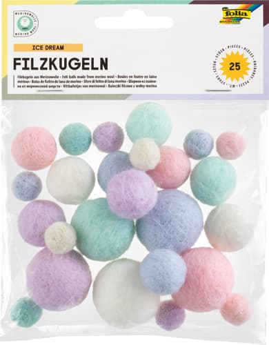folia Filzkugeln ICE DREAM, 25 Stück