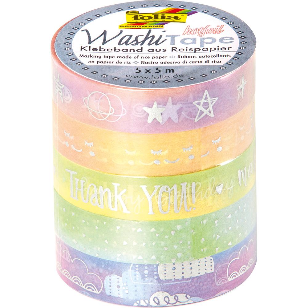 folia Washi-Tape 5er-Set Rainbow
