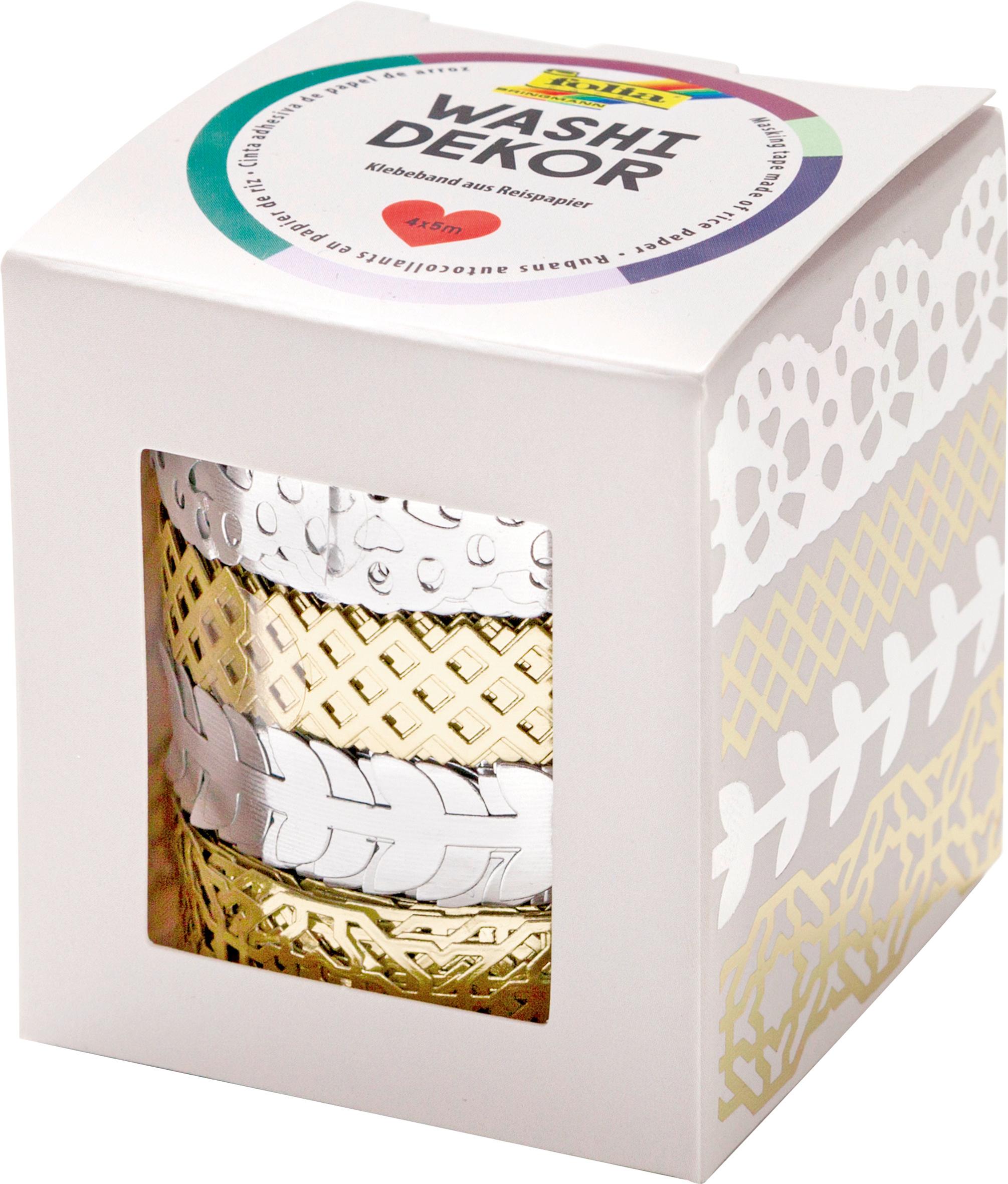 folia Washi-Dekor 4er-Set silber und gold