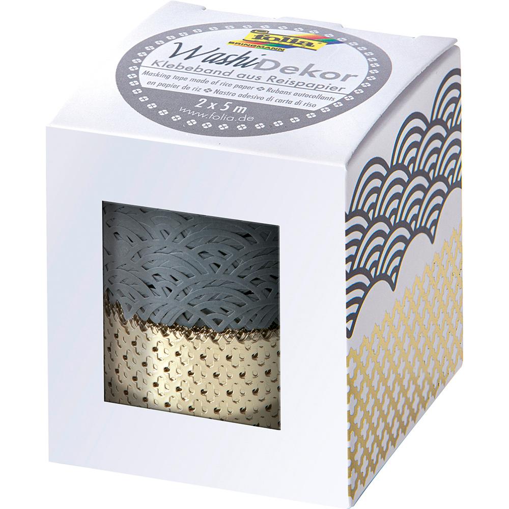 folia Washi-Dekor grau/gold