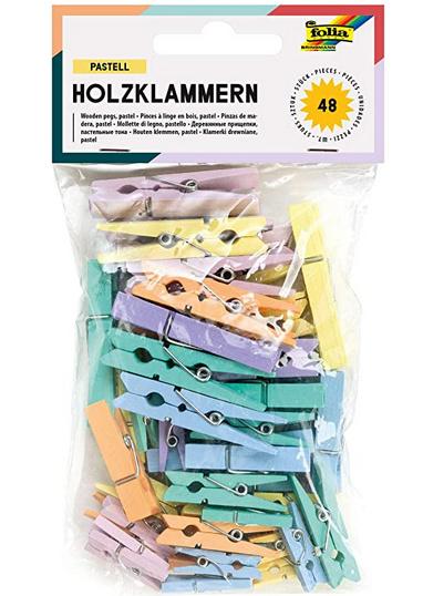 Folia Holzklammern Pastell farbig sortiert