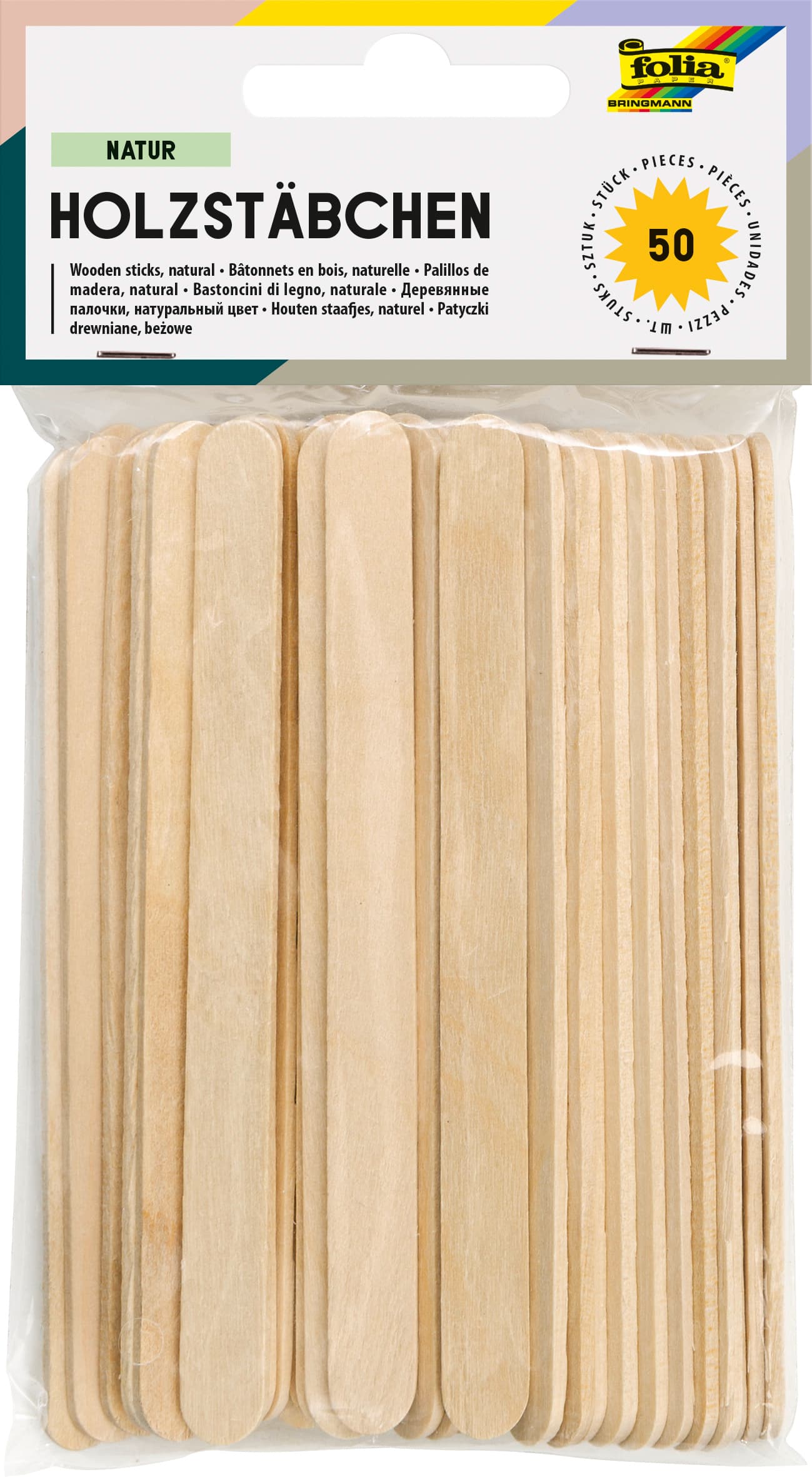 FOLIA Holzstäbchen NATUR