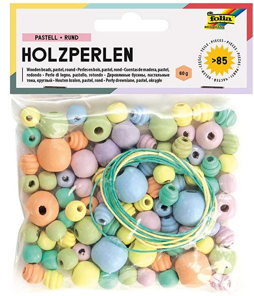 Folia Holzperlen Pastell sortiert