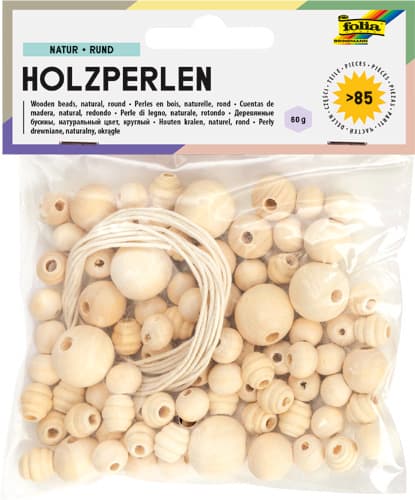 folia Holzperlen NATUR RUND